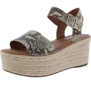 Steve Madden Cabo Leather Snakeskin Platform Wedge Espadrille Strappy Sandal 10
